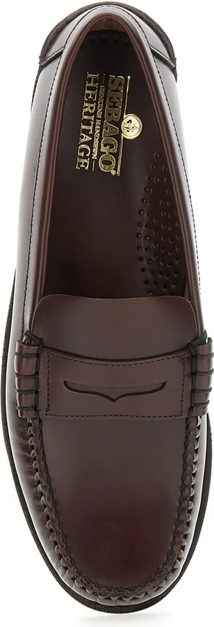'classic Dan' Brown Loafers With Raised Stitching And Low Heel In Leather Man - Image 4