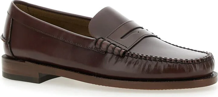'Classic Dan' Brown Loafers With Raised Stitching And Low Heel In Leather Man - Image 2