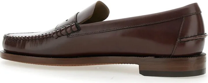 'Classic Dan' Brown Loafers With Raised Stitching And Low Heel In Leather Man - Image 3