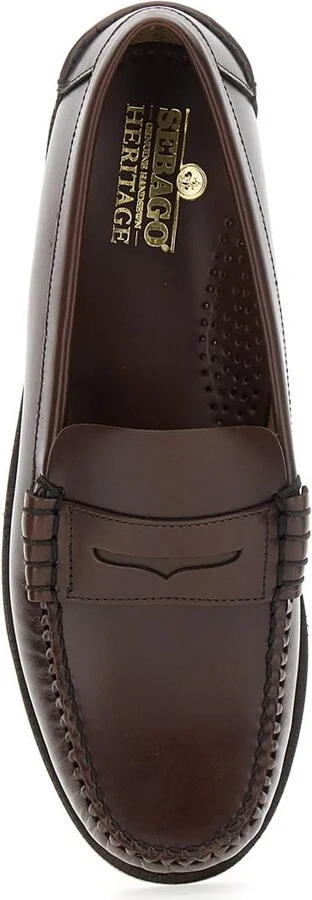 'Classic Dan' Brown Loafers With Raised Stitching And Low Heel In Leather Man - Image 4