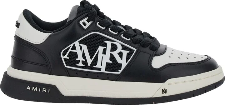 'classic Low' Black Low Top Sneakers With Logo Lettering On Side And Heel In Leather Woman