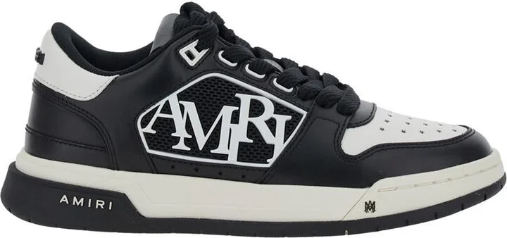 'Classic Low' Black Low Top Sneakers With Logo Lettering On Side And Heel In Leather Woman