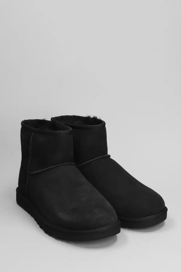 Classic Mini Low Heels Ankle Boots In Black Suede - Image 2