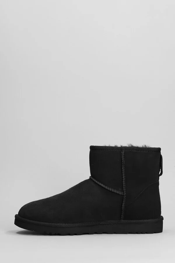 Classic Mini Low Heels Ankle Boots In Black Suede - Image 3