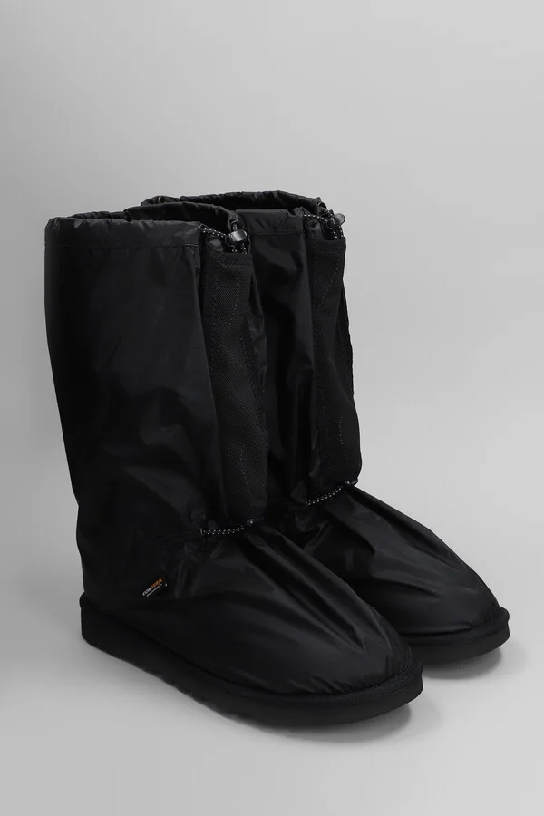 Classic Mini Low Heels Boots In Black Nylon - Image 2