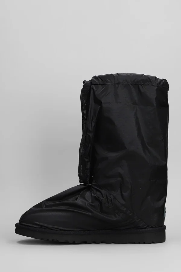 Classic Mini Low Heels Boots In Black Nylon - Image 3