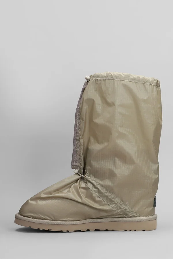 Classic Mini Low Heels Boots In Green Nylon - Image 3