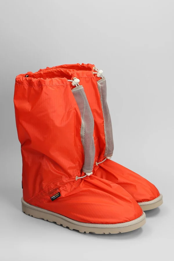 Classic Mini Low Heels Boots In Red Nylon - Image 2