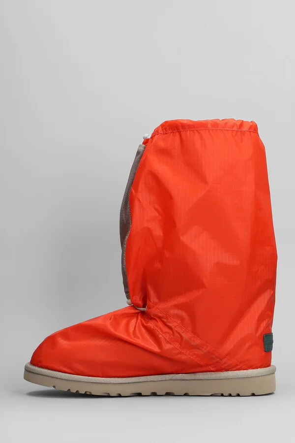 Classic Mini Low Heels Boots In Red Nylon - Image 3