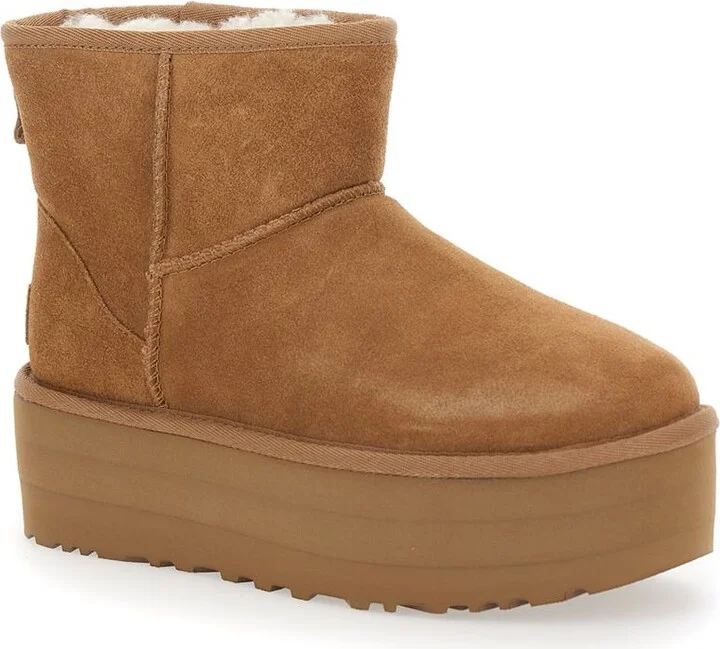 'Classic Mini Platform' Beige Ankle Boots With Platform In Suede Woman - Image 2