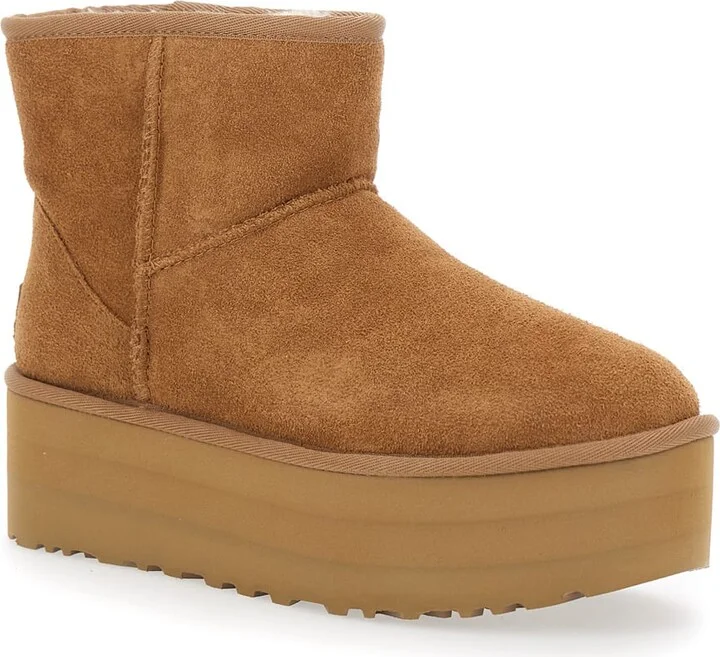 'classic Mini Platform' Beige Ankle Boots With Platform In Suede Woman - Image 2