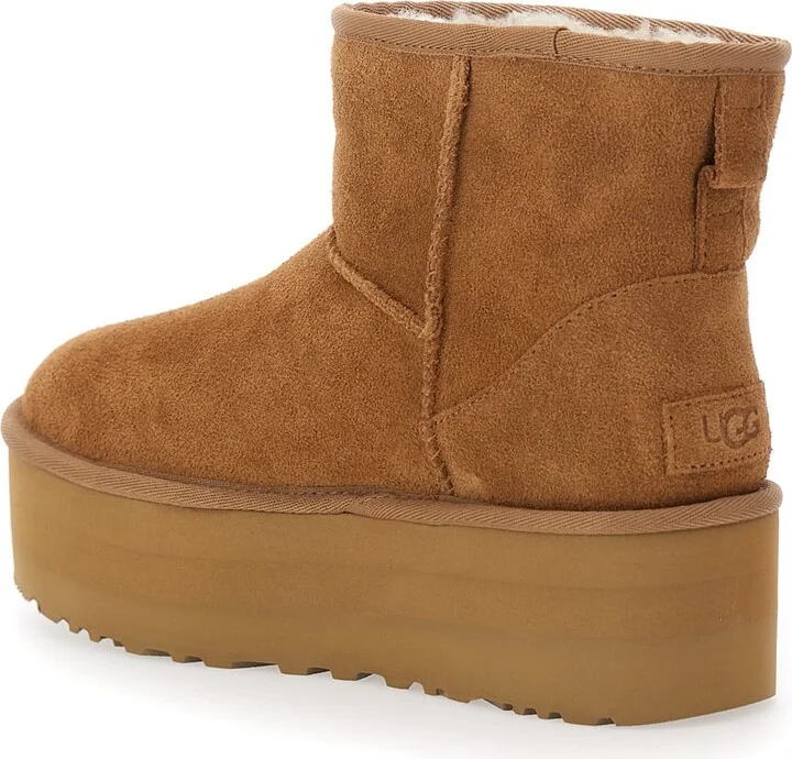 'classic Mini Platform' Beige Ankle Boots With Platform In Suede Woman - Image 3