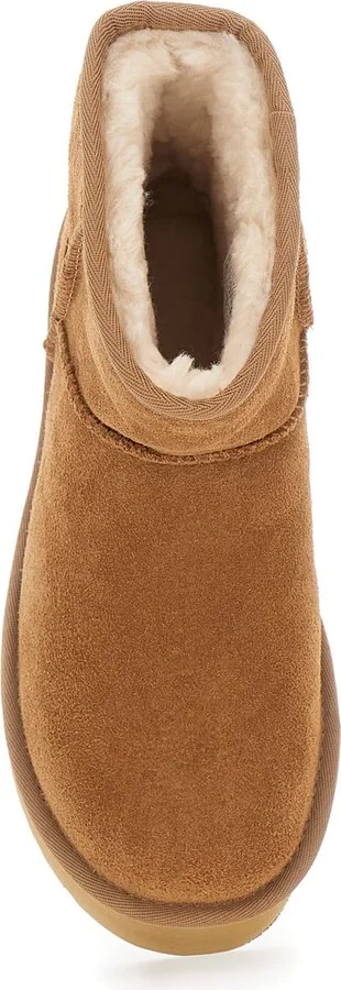'classic Mini Platform' Beige Ankle Boots With Platform In Suede Woman - Image 4