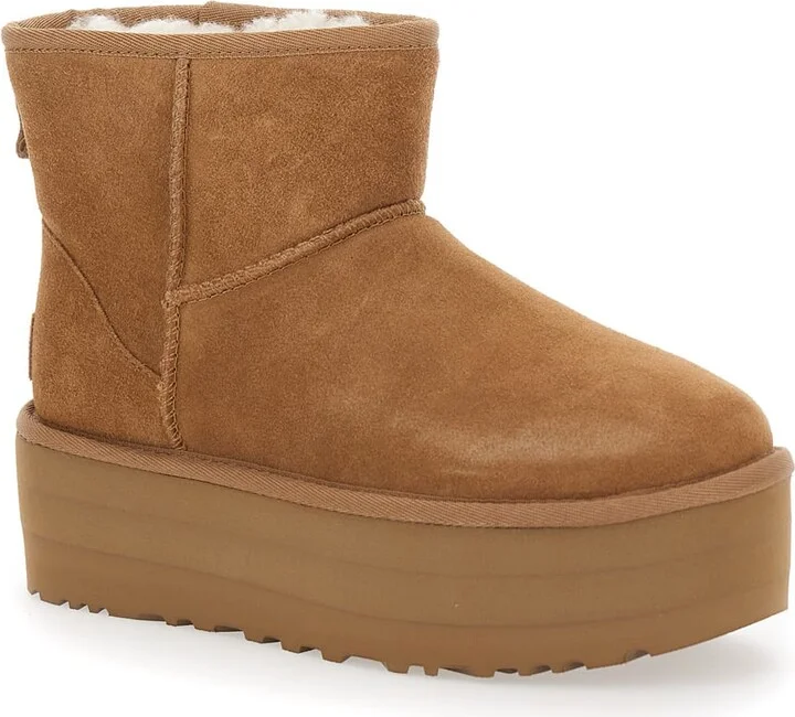 'classic Mini Platform' Beige Ankle Boots With Platform In Suede Woman - Image 5