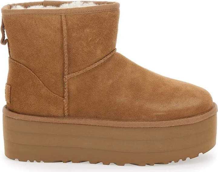 'Classic Mini Platform' Beige Ankle Boots With Platform In Suede Woman