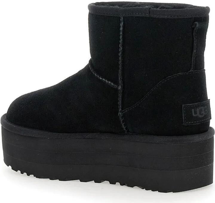 'Classic Mini Platform' Black Ankle Boots With Platform In Suede Woman - Image 3