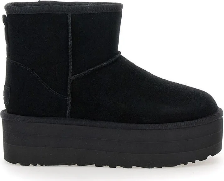 'Classic Mini Platform' Black Ankle Boots With Platform In Suede Woman