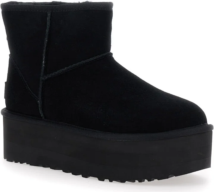 'classic Mini Platform' Black Ankle Boots With Platform In Suede Woman