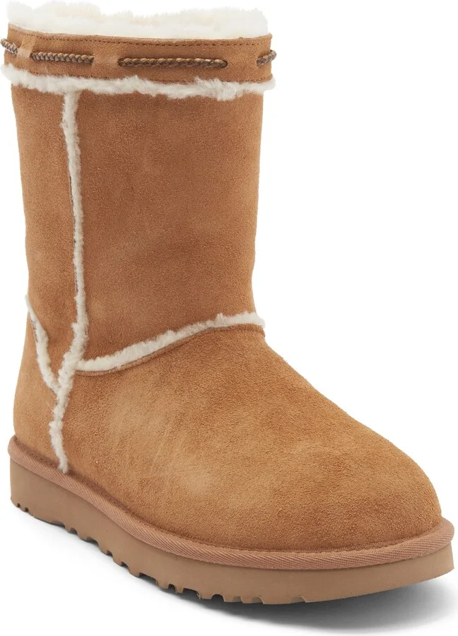Classic Short Shearling Braid Trim Boot