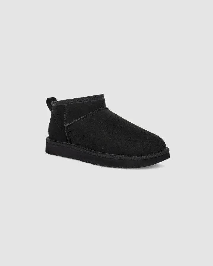Classic Ultra Mini 1116109-BLK Women's 8 Black Suede Sheepskin Boots KHD2428
