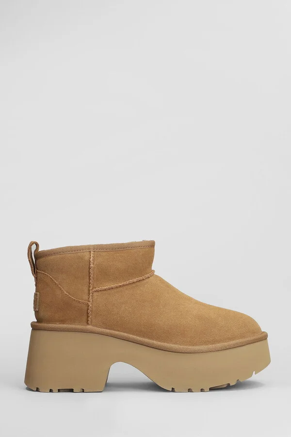 Classic Ultra Mini High Heels Ankle Boots In Leather Color Suede