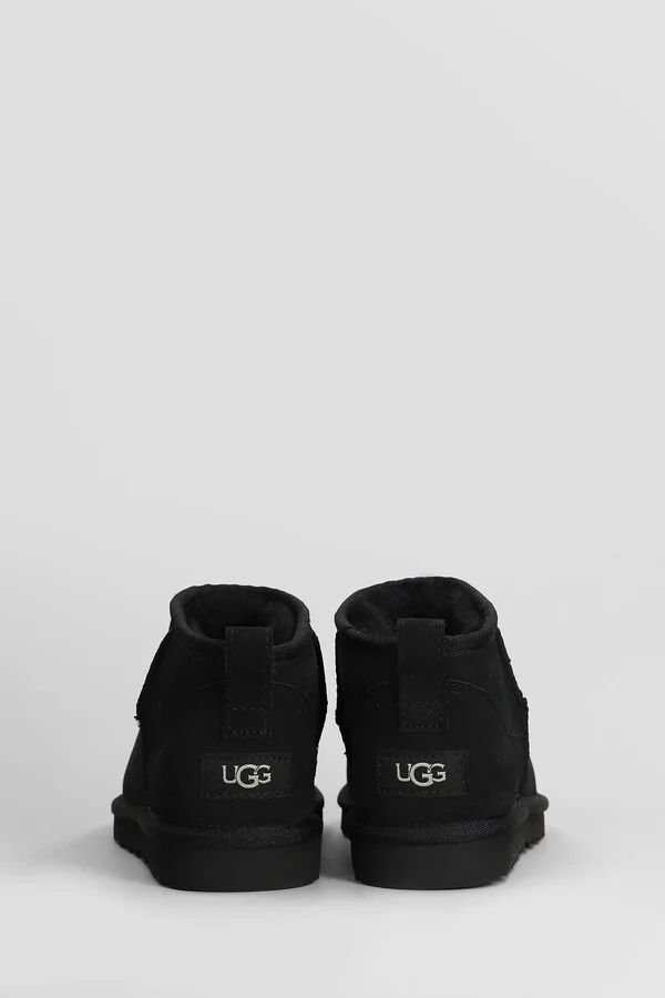Classic Ultra Mini Low Heels Ankle Boots In Black Suede - Image 4