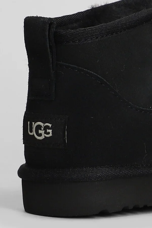 Classic Ultra Mini Low Heels Ankle Boots In Black Suede - Image 5