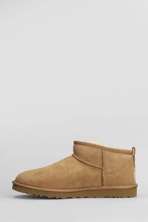 Classic Ultra Mini Low Heels Ankle Boots In Leather Color Suede - Image 3