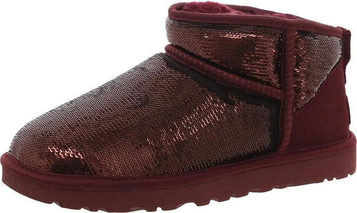 Classic Ultra Mini Mirror Ball Womens Sequined Wool Blend Lined Winter & Snow Boots