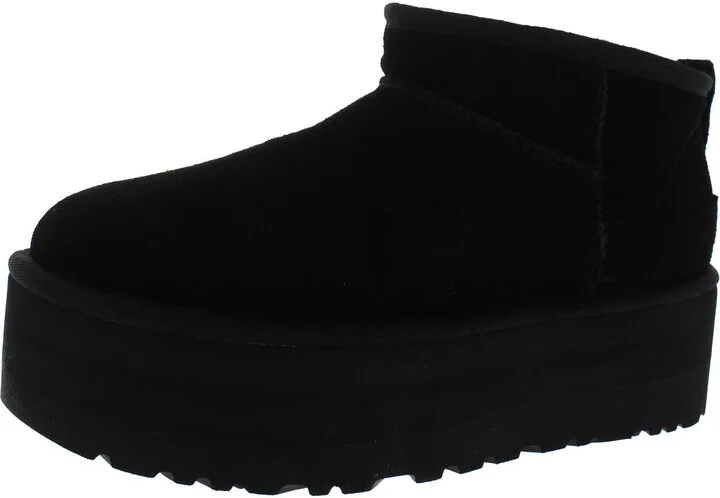 Classic Ultra Mini Platform Womens Suede Sherpa Ankle Boots