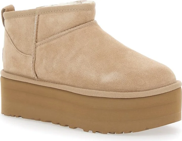 'Classic Ultramini' Beige Ankle Boots With Platform In Suede Woman - Image 2