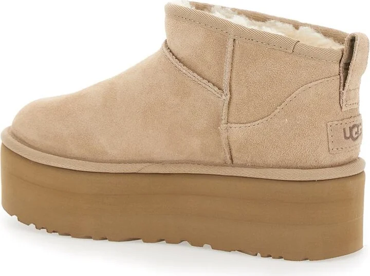 'Classic Ultramini' Beige Ankle Boots With Platform In Suede Woman - Image 3