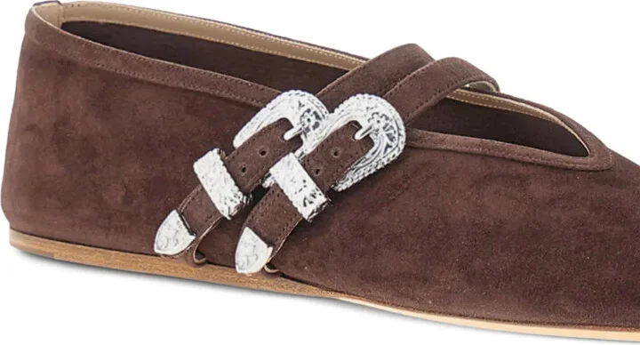 Claudia buckled suede ballet flats - Image 4