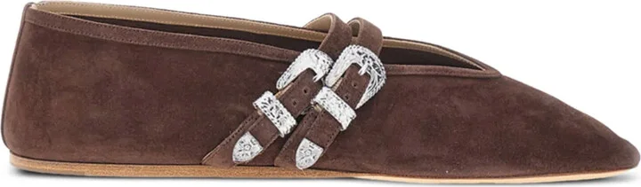 Claudia buckled suede ballet flats