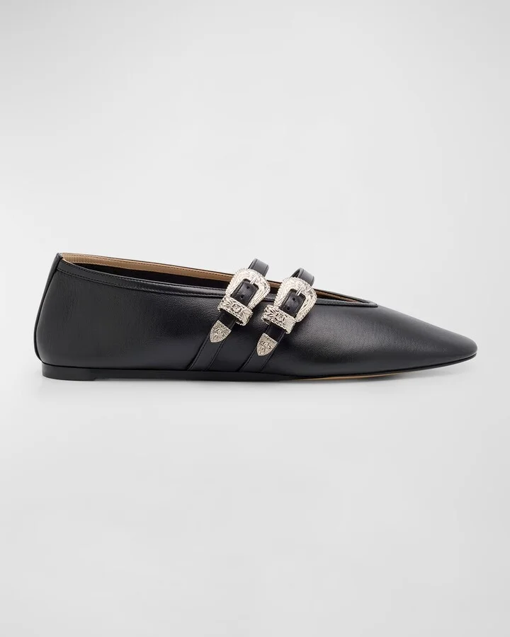Claudia Leather Mary Jane Ballerina Flats