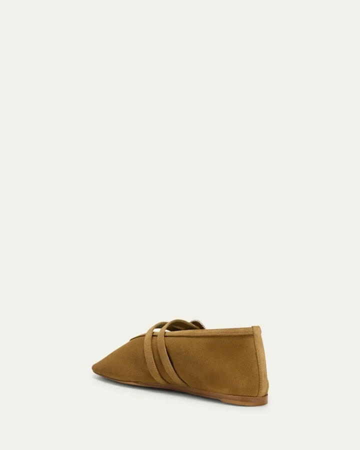 Claudia Suede Western Buckle Ballerina Flats - Image 9