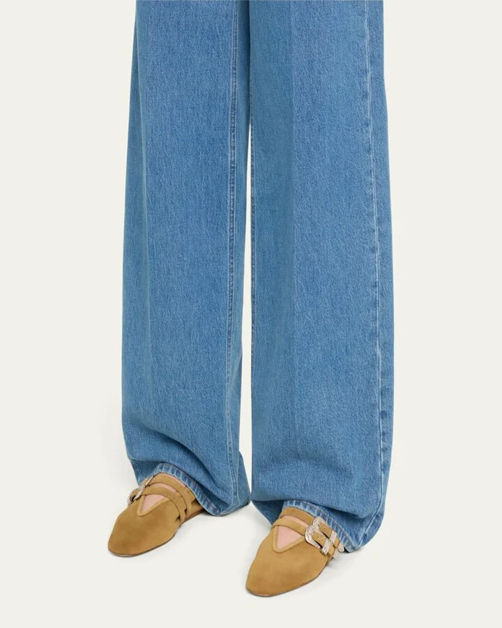 Claudia Suede Western Buckle Ballerina Flats - Image 11
