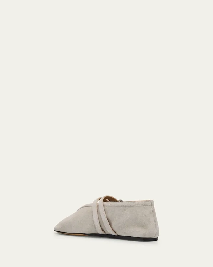 Claudia Suede Western-Buckle Ballerina Flats - Image 2