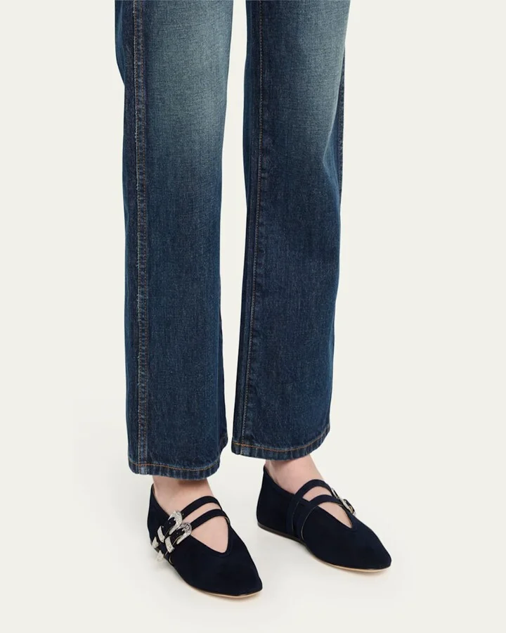 Claudia Suede Western-Buckle Ballerina Flats - Image 10