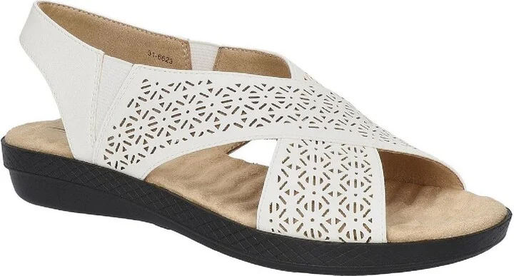 Claudia Womens Laser Cut Cushioned Flatform Sandals