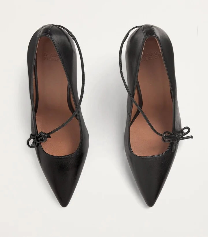 Claudie Pierlot Leather Bow Pumps 90 - Image 3