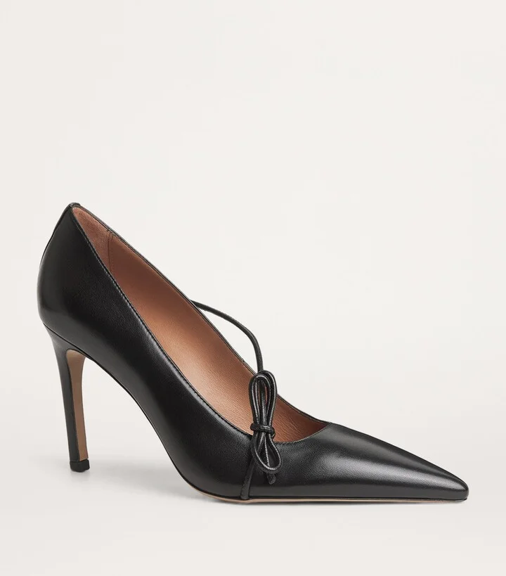 Claudie Pierlot Leather Bow Pumps 90 - Image 5