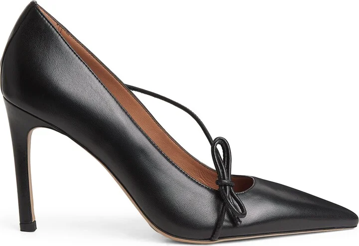 Claudie Pierlot Leather Bow Pumps 90