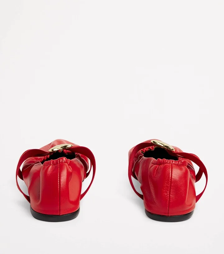 Claudie Pierlot Leather Cross-Strap Ballet Flats - Image 4