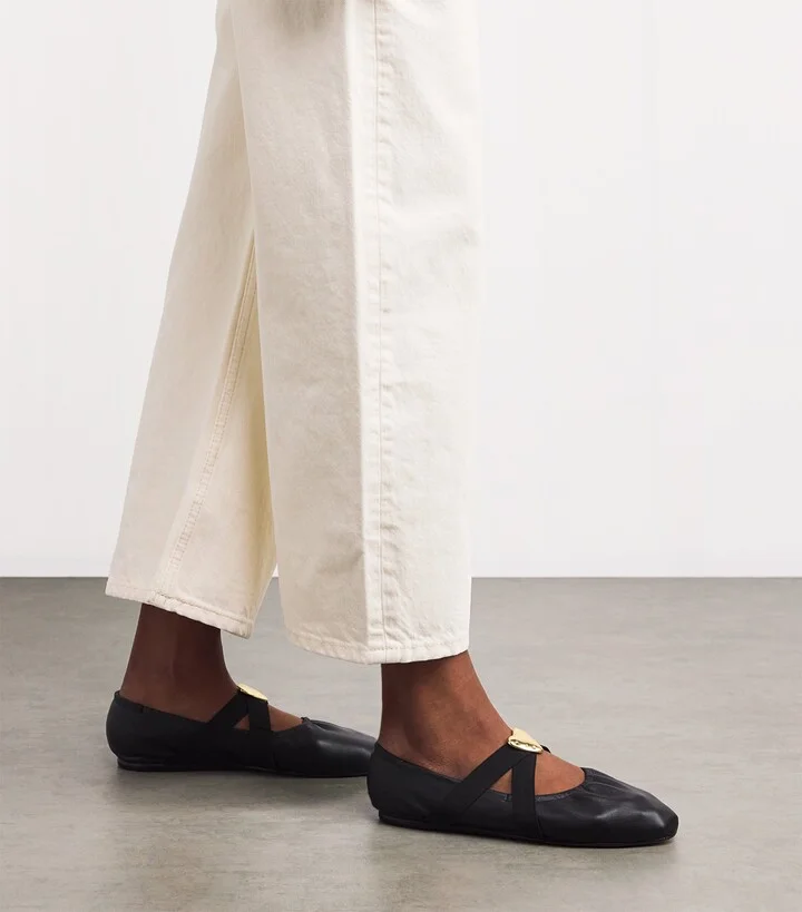 Claudie Pierlot Leather Cross-Strap Ballet Flats - Image 2