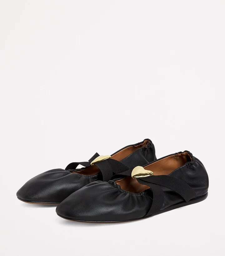 Claudie Pierlot Leather Cross-Strap Ballet Flats - Image 3