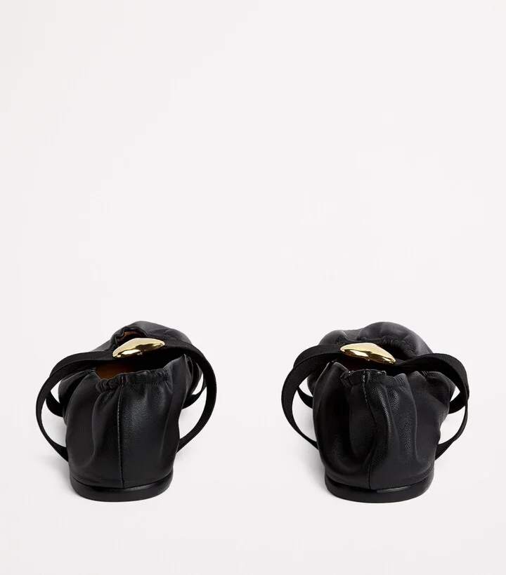 Claudie Pierlot Leather Cross-Strap Ballet Flats - Image 4