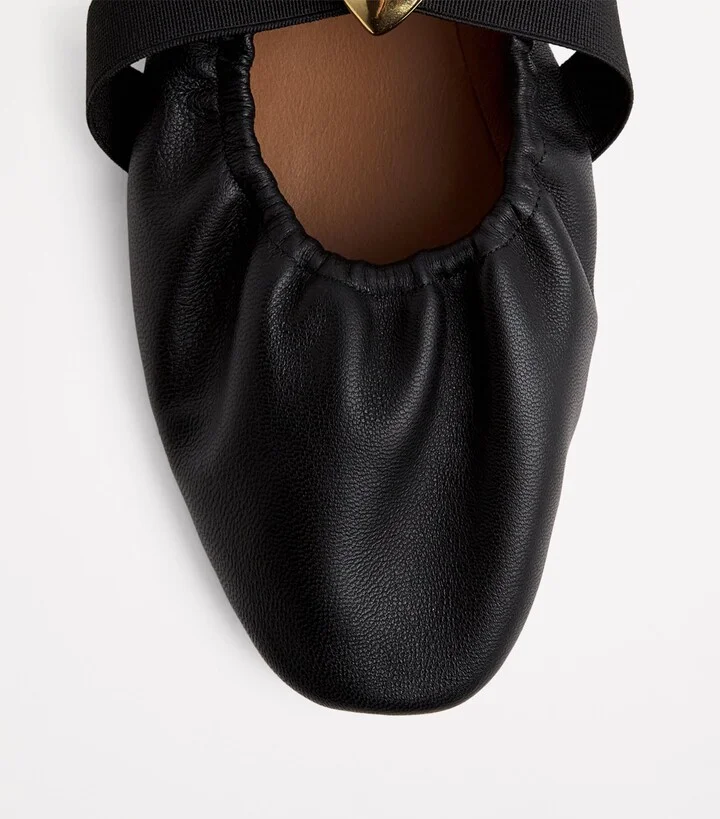 Claudie Pierlot Leather Cross-Strap Ballet Flats - Image 5