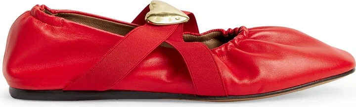 Claudie Pierlot Leather Cross-Strap Ballet Flats