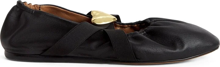 Claudie Pierlot Leather Cross-Strap Ballet Flats